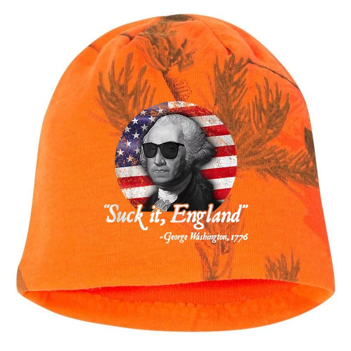 SUCK IT ENGLAND Funny 4th Of July George Washington 1776 Kati - Camo Knit Beanie