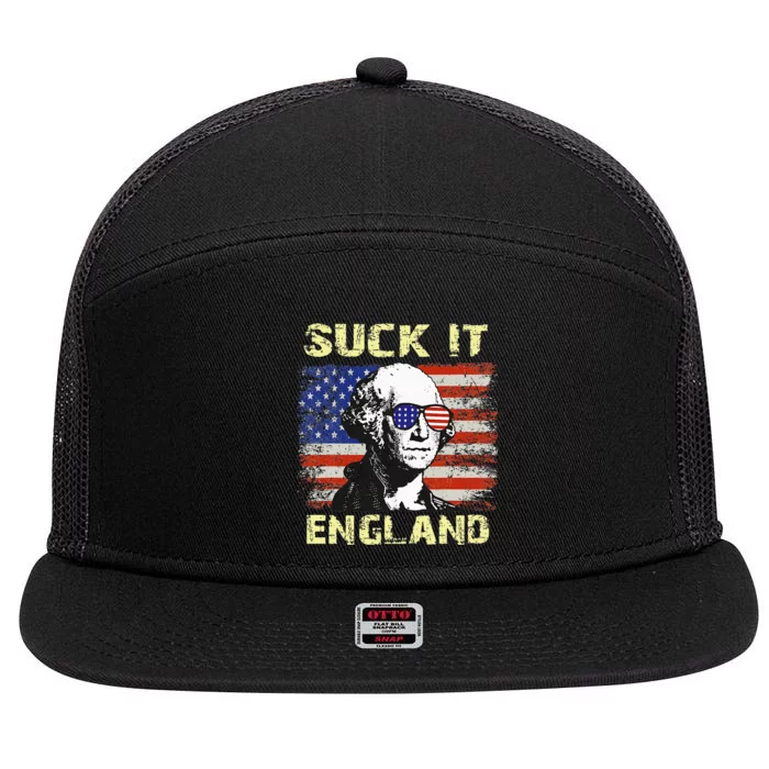 Suck It England Funny George Washington 7 Panel Mesh Trucker Snapback Hat