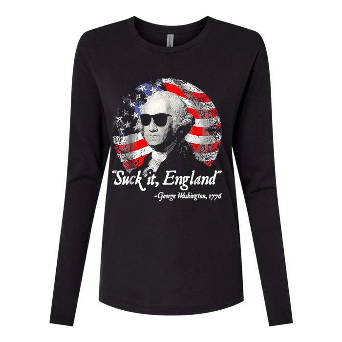 Suck It England 4th Of July George Washington Womens Cotton Relaxed Long Sleeve T-Shirt