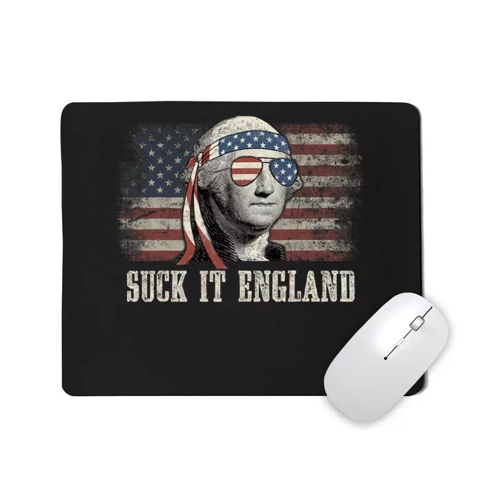 Suck It England Funny 4th Of July George Washington Us Flag Mousepad