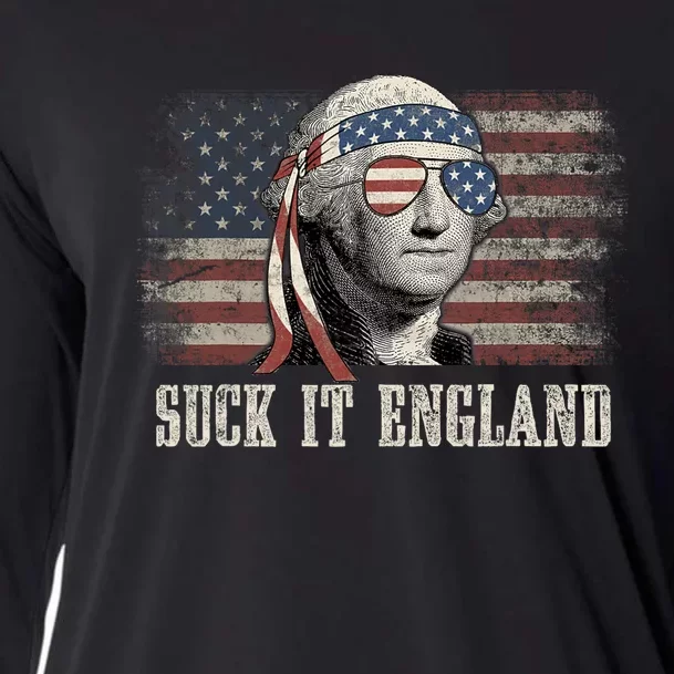 Suck It England Funny 4th Of July George Washington Us Flag Cooling Performance Long Sleeve Crew