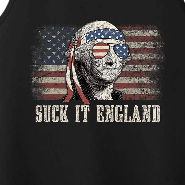 Suck It England Funny 4th Of July George Washington Us Flag Performance Tank