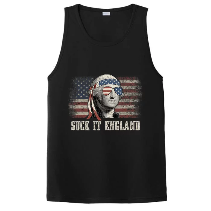 Suck It England Funny 4th Of July George Washington Us Flag Performance Tank