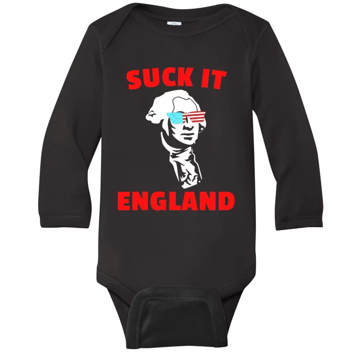 Suck It England Funny 4th Of July Baby Long Sleeve Bodysuit