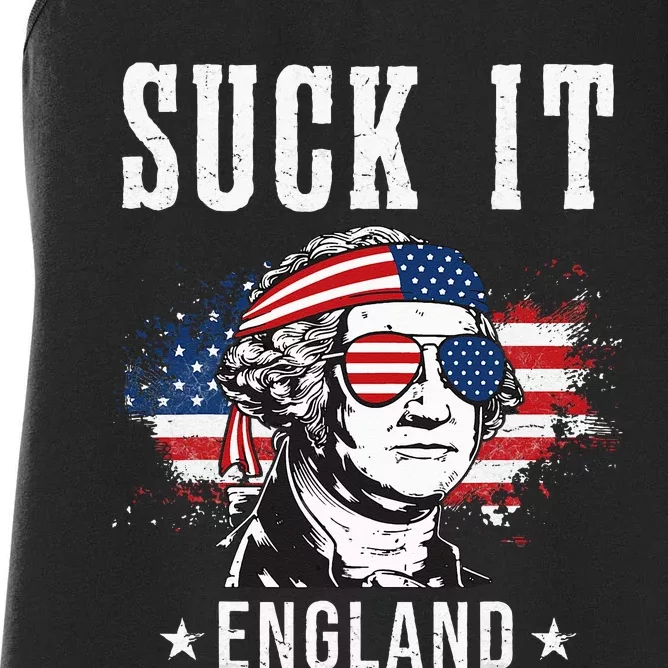 Suck It England Funny 4th of July George Washington Funny Women's Racerback Tank