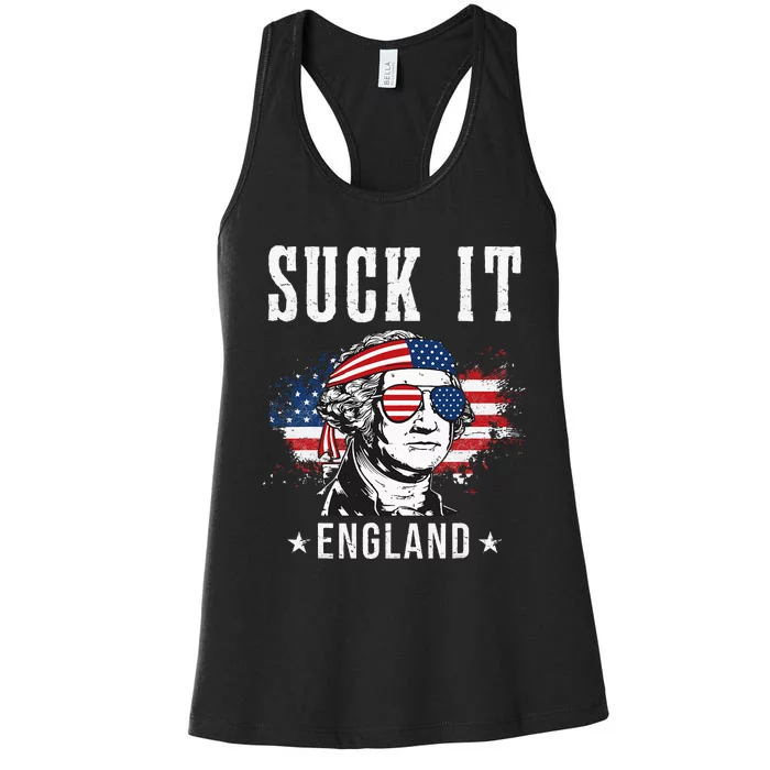 Suck It England Funny 4th of July George Washington Funny Women's Racerback Tank