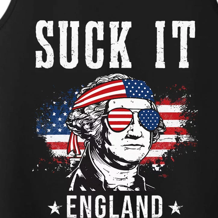 Suck It England Funny 4th of July George Washington Funny Performance Tank