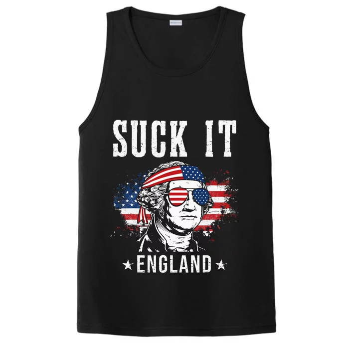 Suck It England Funny 4th of July George Washington Funny Performance Tank