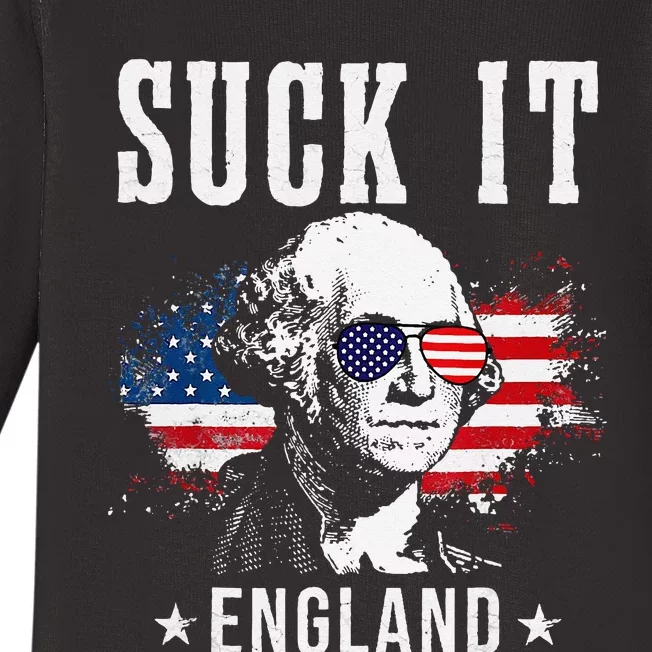 Suck It England Funny 4th of July President American Baby Long Sleeve Bodysuit