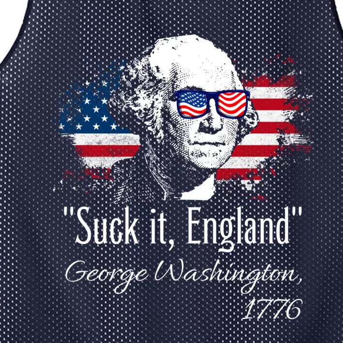 SUCK IT ENGLAND Funny 4th Of July George Washington 1776 Mesh Reversible Basketball Jersey Tank