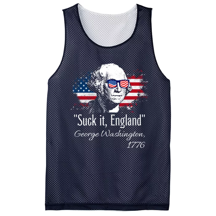 SUCK IT ENGLAND Funny 4th Of July George Washington 1776 Mesh Reversible Basketball Jersey Tank