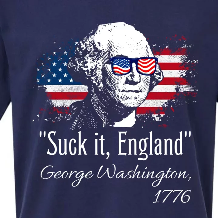 SUCK IT ENGLAND Funny 4th Of July George Washington 1776 Sueded Cloud Jersey T-Shirt