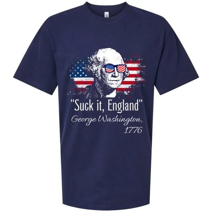 SUCK IT ENGLAND Funny 4th Of July George Washington 1776 Sueded Cloud Jersey T-Shirt