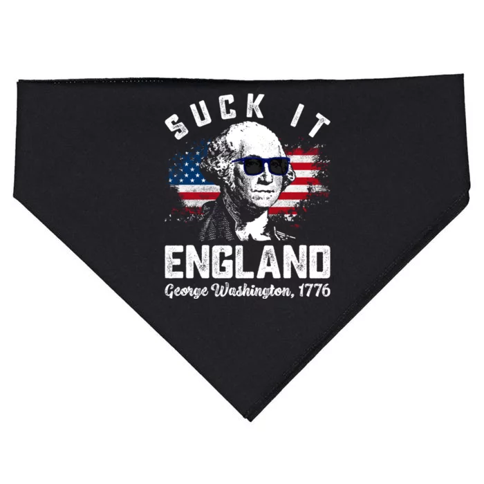 SUCK IT ENGLAND Funny 4th Of July George Washington 1776 USA-Made Doggie Bandana