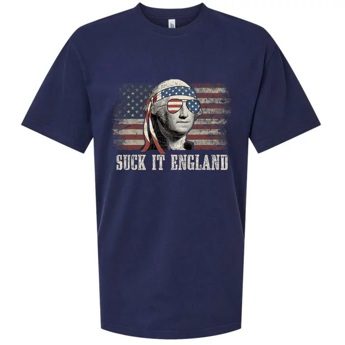 Suck It England Funny 4th Of July George Washington Us Flag Sueded Cloud Jersey T-Shirt