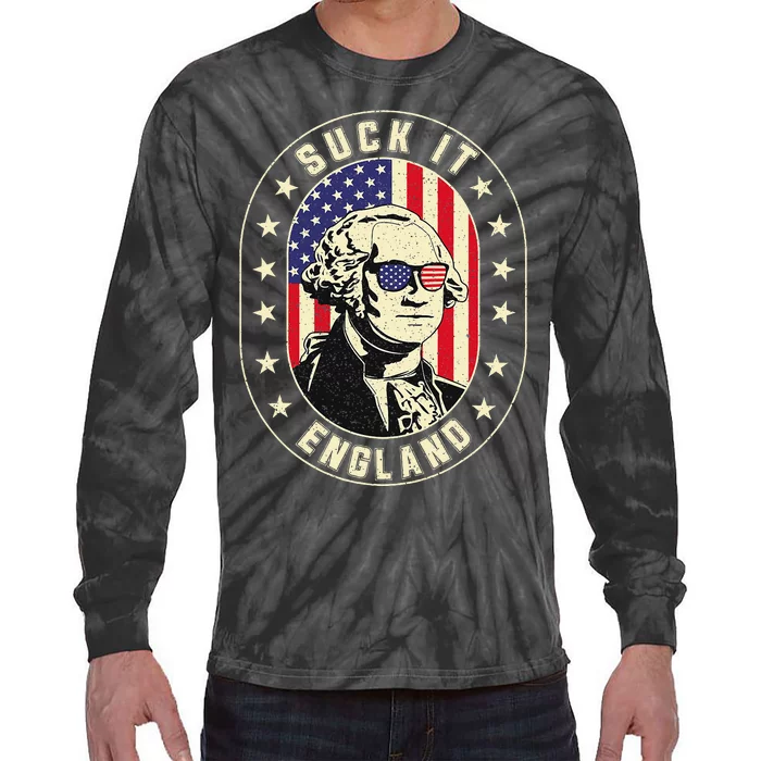 Suck It England George Washington 1776 Usa Tie-Dye Long Sleeve Shirt