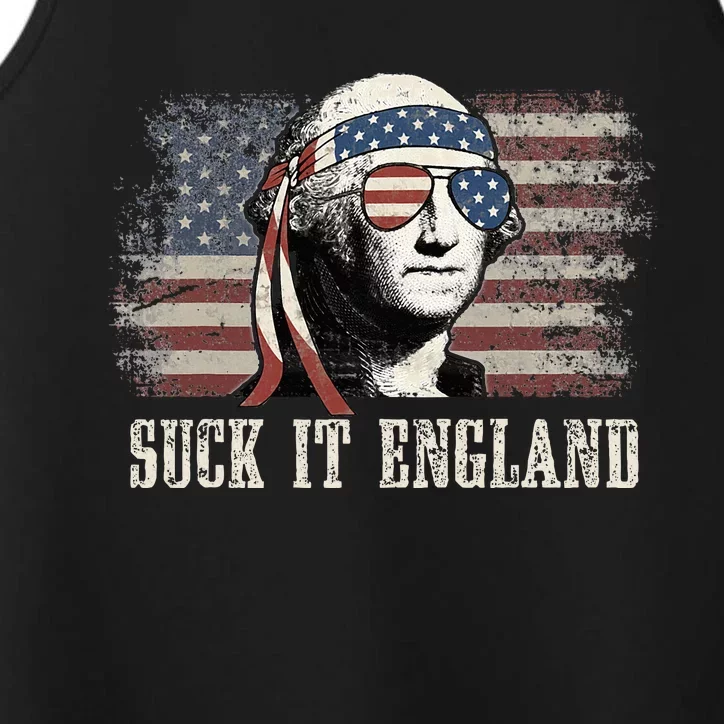 Suck It England Funny 4th Of July George Washington Us Flag Performance Tank