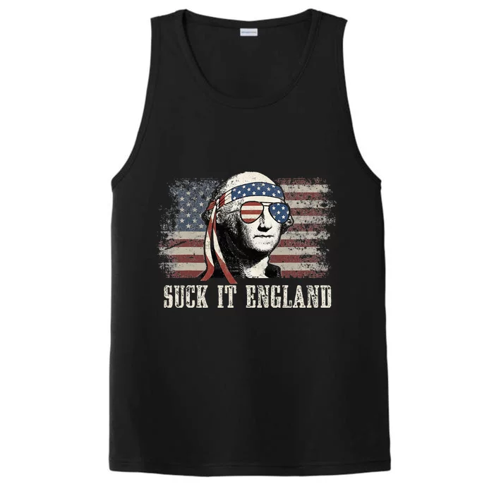 Suck It England Funny 4th Of July George Washington Us Flag Performance Tank