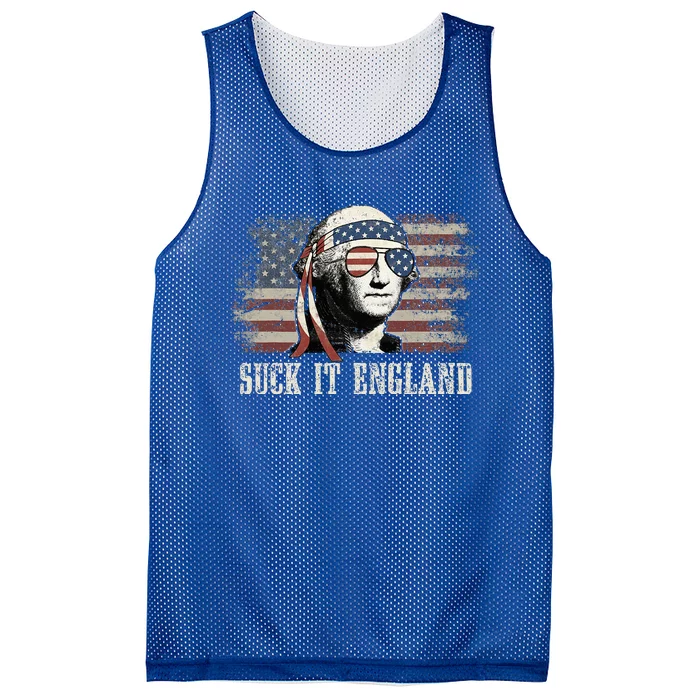 Suck It England Funny 4th Of July George Washington Us Flag Mesh Reversible Basketball Jersey Tank