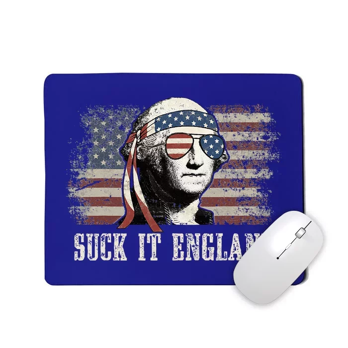 Suck It England Funny 4th Of July George Washington Us Flag Mousepad