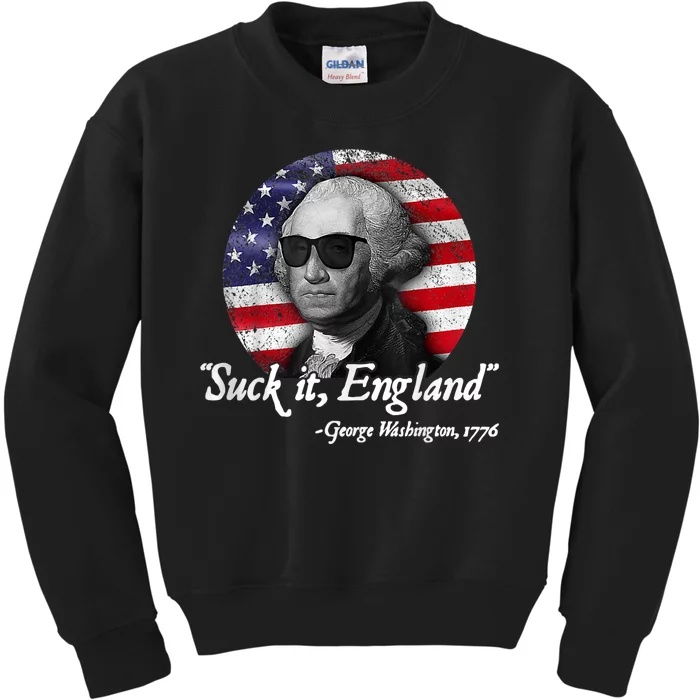 Suck It England Funny 4th Of July George Washington 1776 Kids Sweatshirt