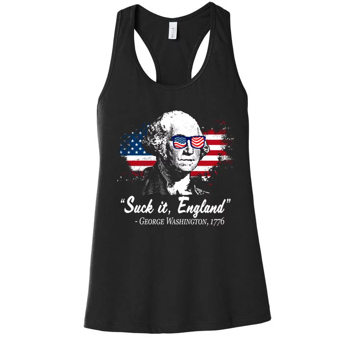 Suck It England Funny 4th Of July George Washington 1776 Women's Racerback Tank