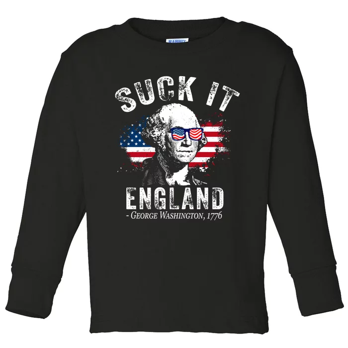 Suck It England Funny 4th Of July George Washington 1776 Toddler Long Sleeve Shirt