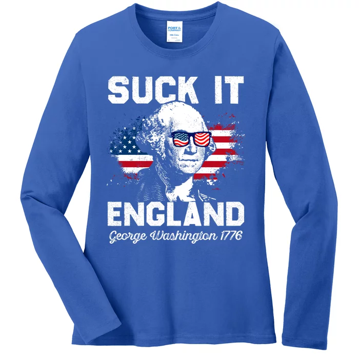 Suck It England Funny 4th Of July George Washington 1776 Ladies Long Sleeve Shirt