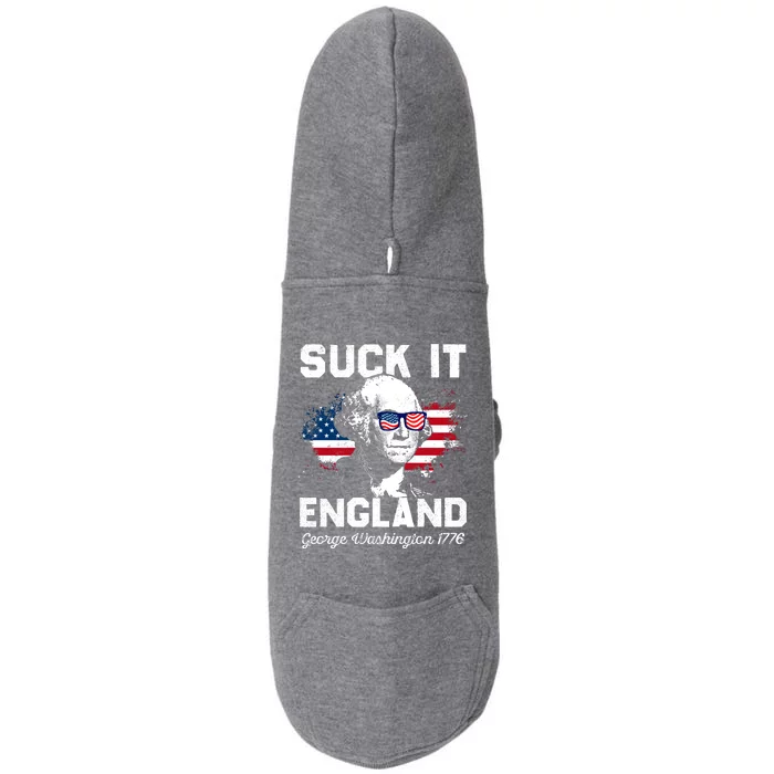 Suck It England Funny 4th Of July George Washington 1776 Doggie 3-End Fleece Hoodie