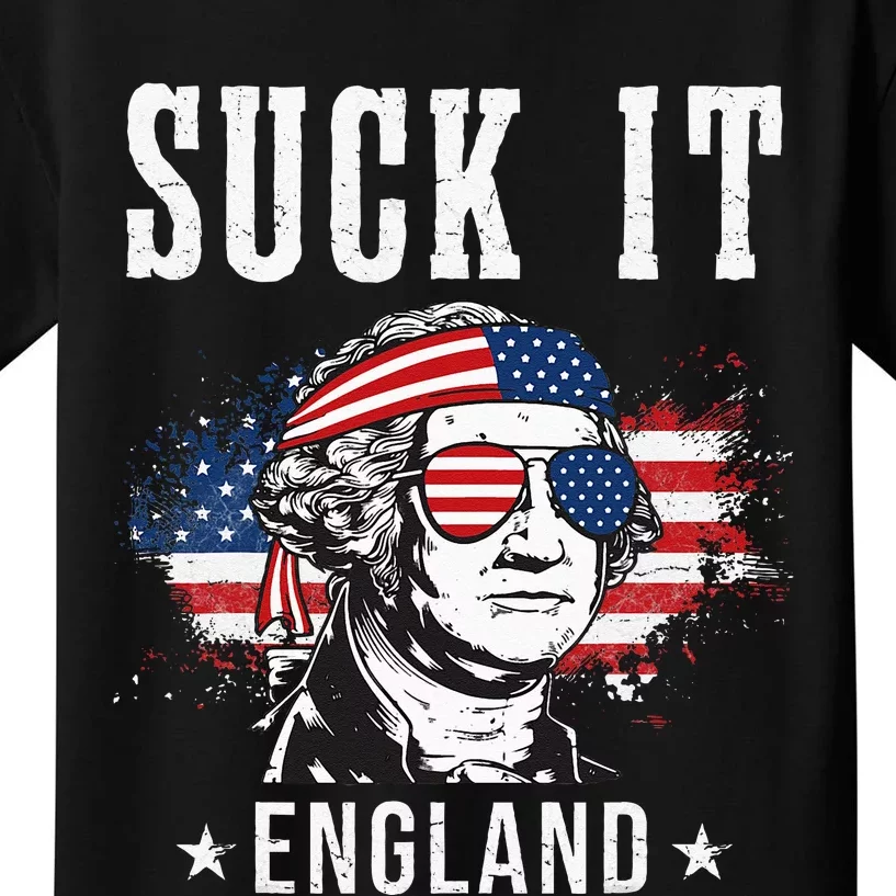 Suck It England Funny 4th Of July George Washington Funny Kids T-Shirt