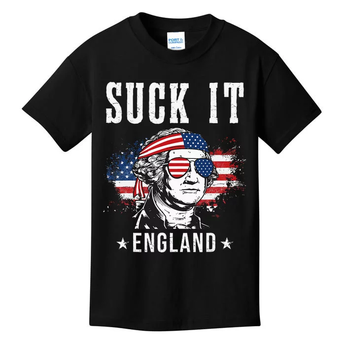 Suck It England Funny 4th Of July George Washington Funny Kids T-Shirt