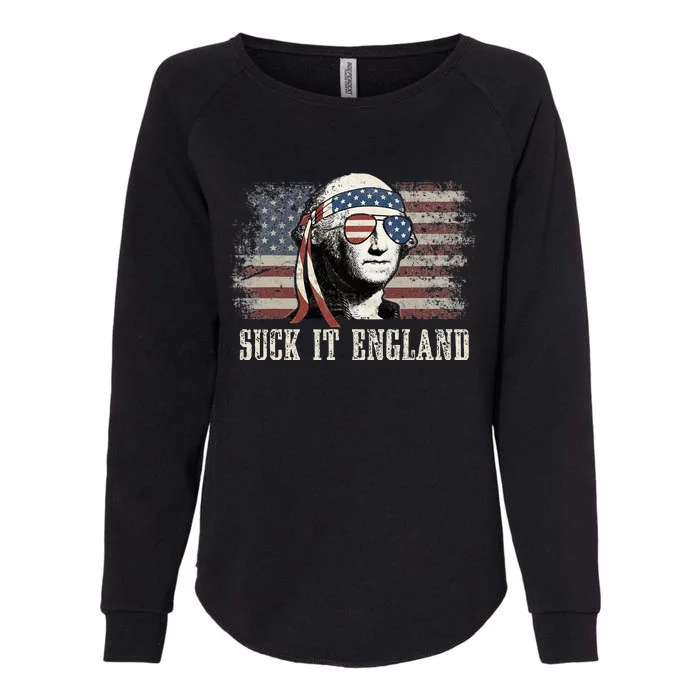 Suck It England 4th Of July George Washington Us Flag Womens California Wash Sweatshirt