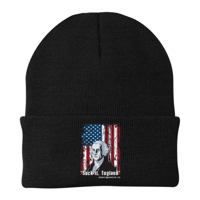 Suck It England Funny 4th Of July George Washington 1776 Knit Cap Winter Beanie