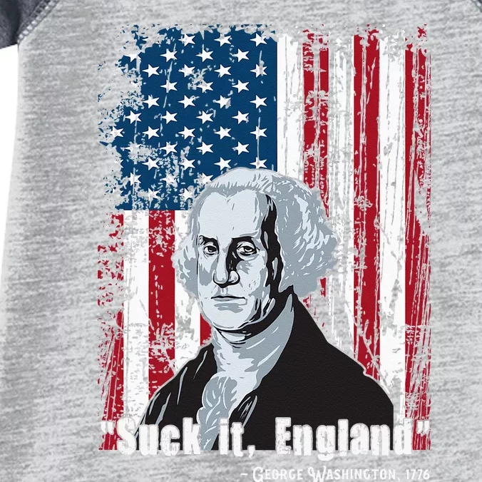 Suck It England Funny 4th Of July George Washington 1776 Infant Baby Jersey Bodysuit