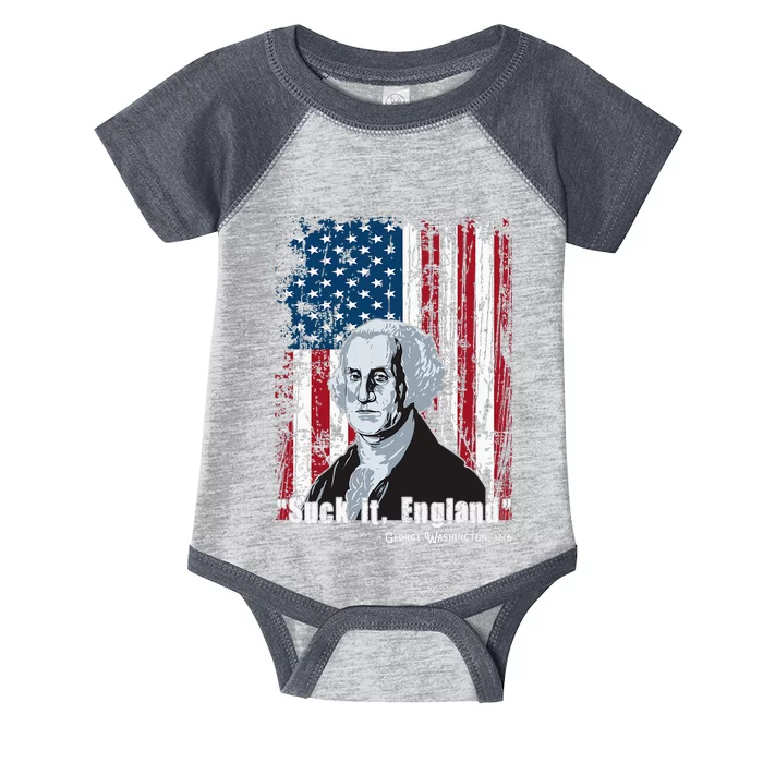 Suck It England Funny 4th Of July George Washington 1776 Infant Baby Jersey Bodysuit