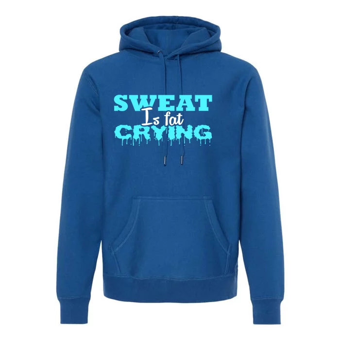 Sweat Is Fat Crying Gift Funny Gym Workout Gift Premium Hoodie