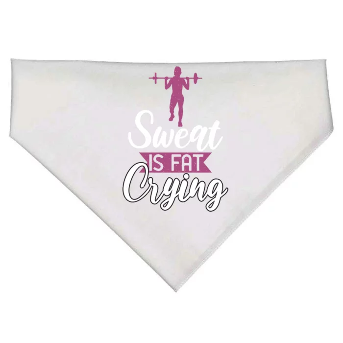 Sweat Is Fat Crying Great Gift Funny Workout Exercise Gift USA-Made Doggie Bandana