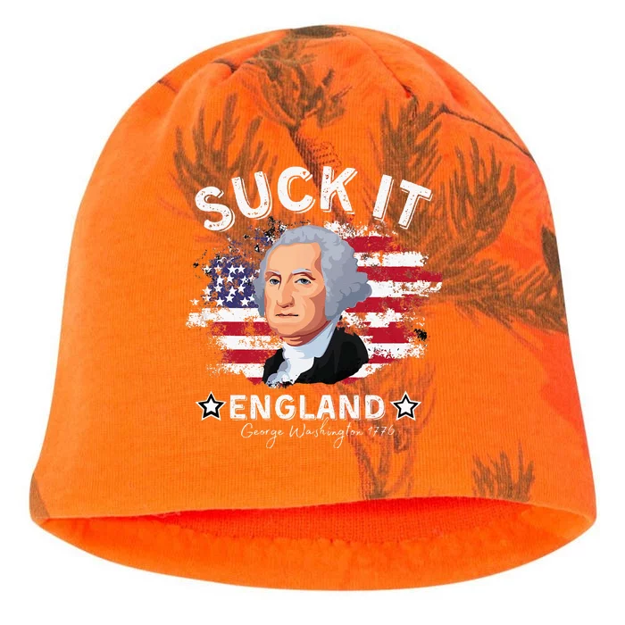 Suck It Funny England 4th of July George Washington Kati - Camo Knit Beanie