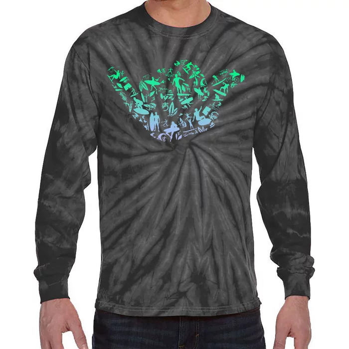 Surf Icons For Surfer Surf Surfing Tie-Dye Long Sleeve Shirt