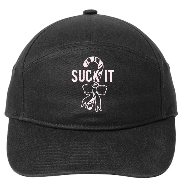 Suck It Funny Christmas Candy Cane 7-Panel Snapback Hat