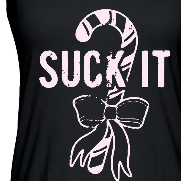 Suck It Funny Christmas Candy Cane Ladies Essential Flowy Tank