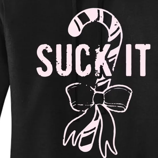 Suck It Funny Christmas Candy Cane Women's Pullover Hoodie