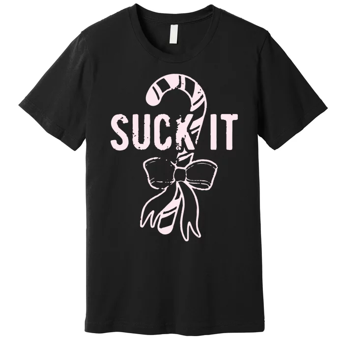 Suck It Funny Christmas Candy Cane Premium T-Shirt