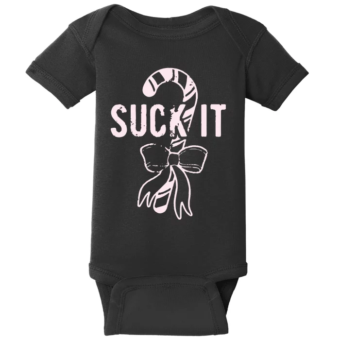 Suck It Funny Christmas Candy Cane Baby Bodysuit