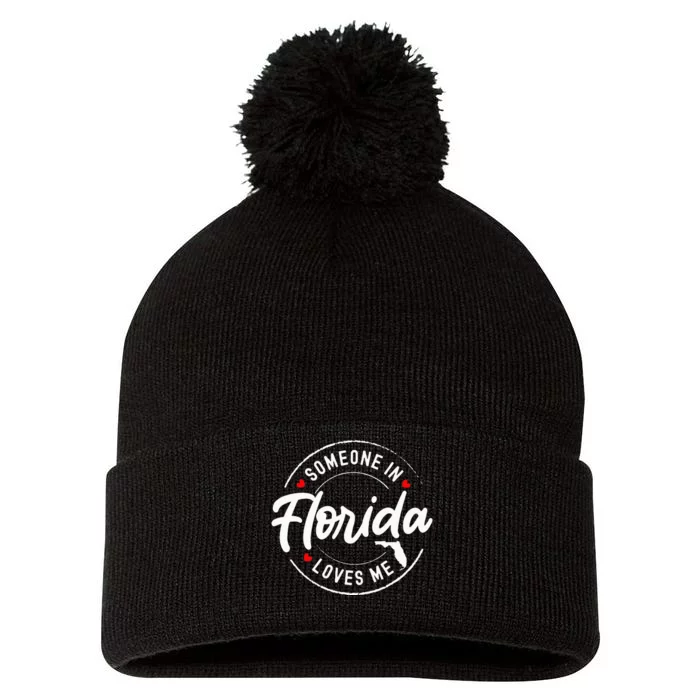 Someone In Florida Loves Me Pom Pom 12in Knit Beanie