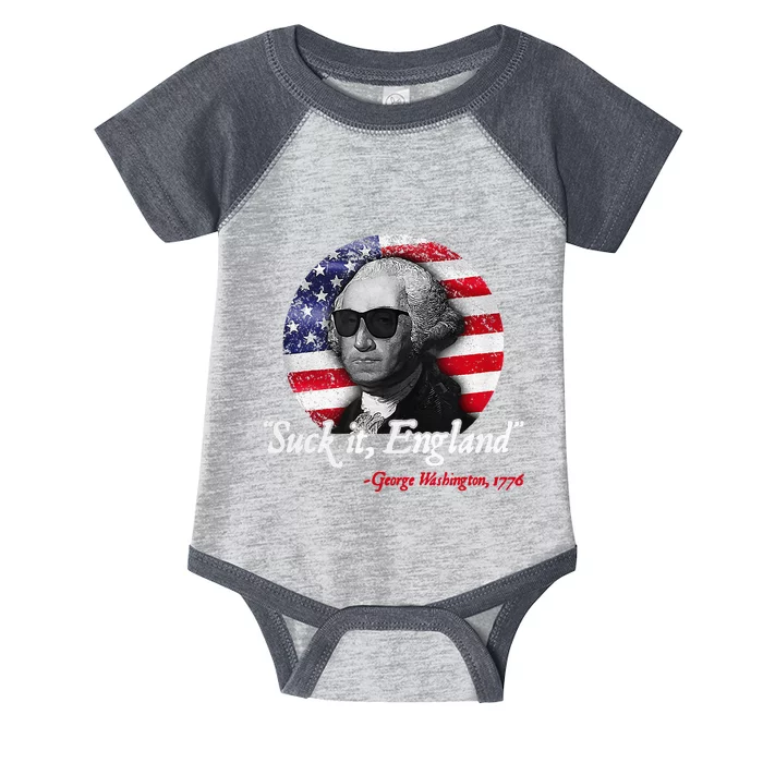 Suck It Funny England 4th of July George Washington Funny Infant Baby Jersey Bodysuit