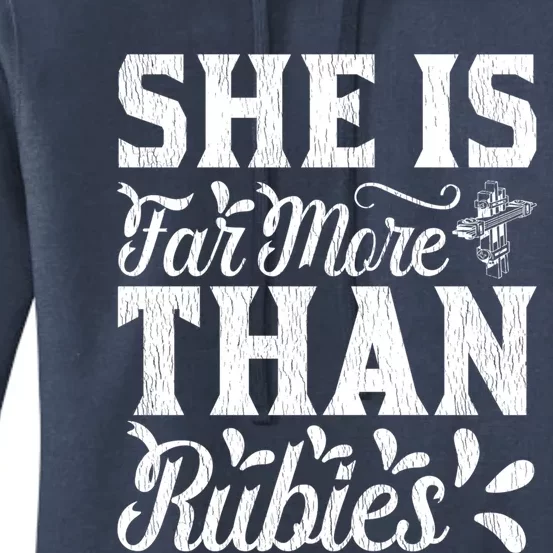 She Is Far More Than Rubies Bible Verse Christian Pajama Great Gift Women's Pullover Hoodie