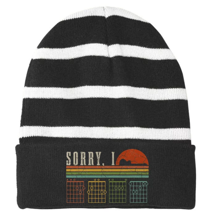 Sorry Idgaf Funny Hidden Message Guitar Chords Players Striped Beanie with Solid Band