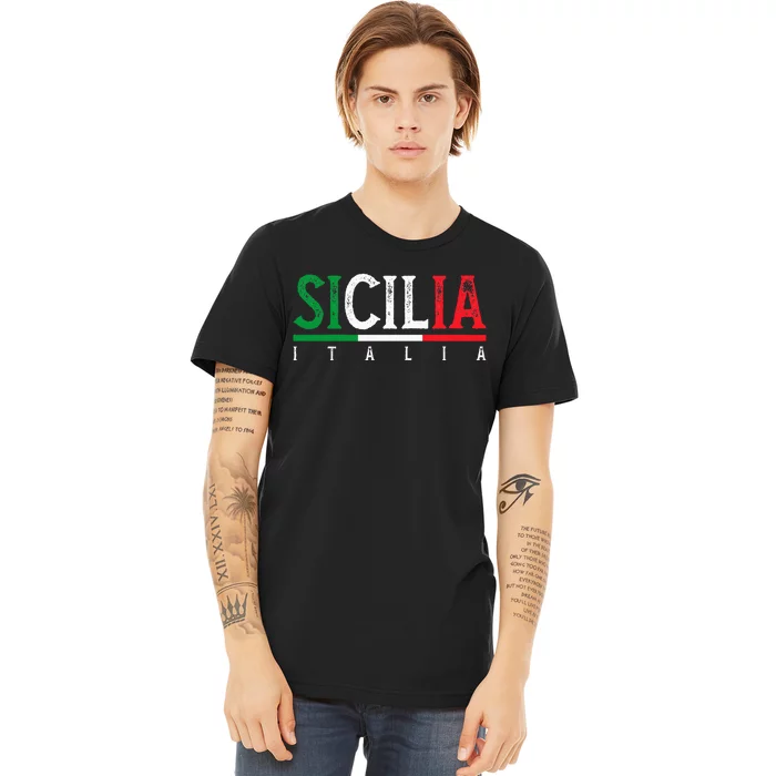 Sicilia Italia Flag Of Sicily Proud Sicilian Italian Premium T-Shirt