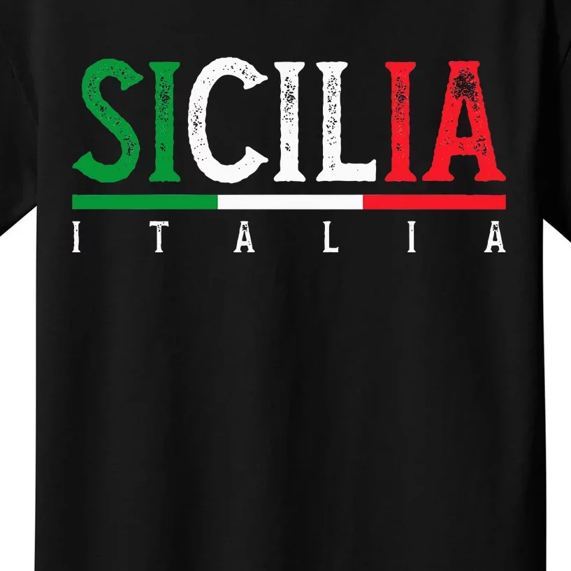 Sicilia Italia Flag Of Sicily Proud Sicilian Italian Kids T-Shirt